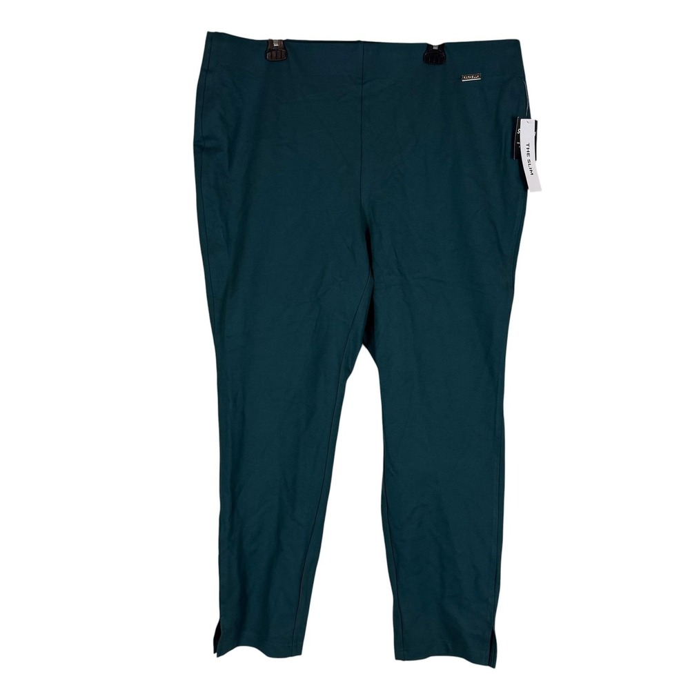 Rafaella Slim Pants Womens 2X Green Ponte Pull On Stretch Ankle Dress Career